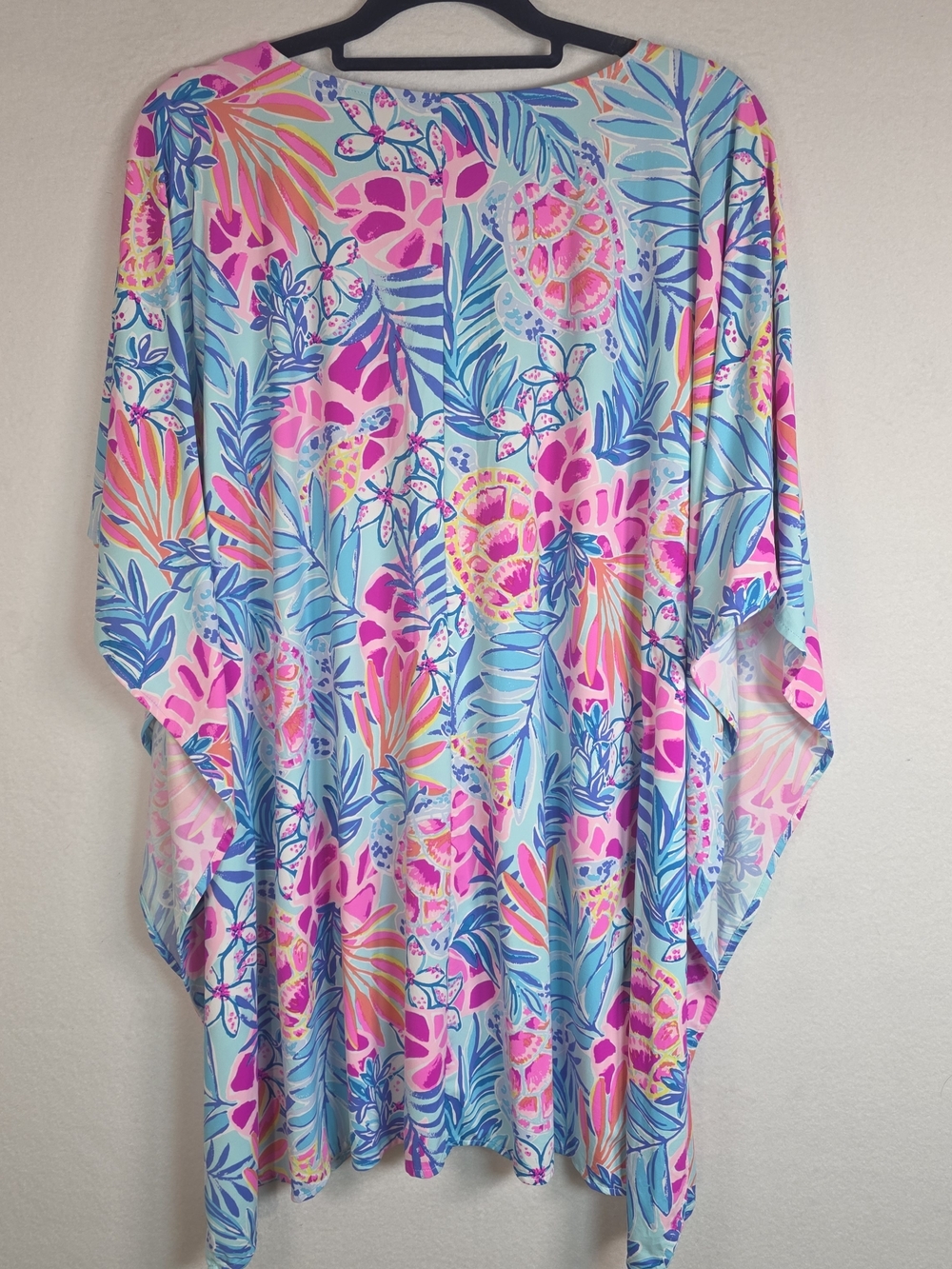 Lilly Pulitzer Skylar Swim Kaftan M Blue Pink Tropical Cover Up Tunic Dress - Picture 4 of 10